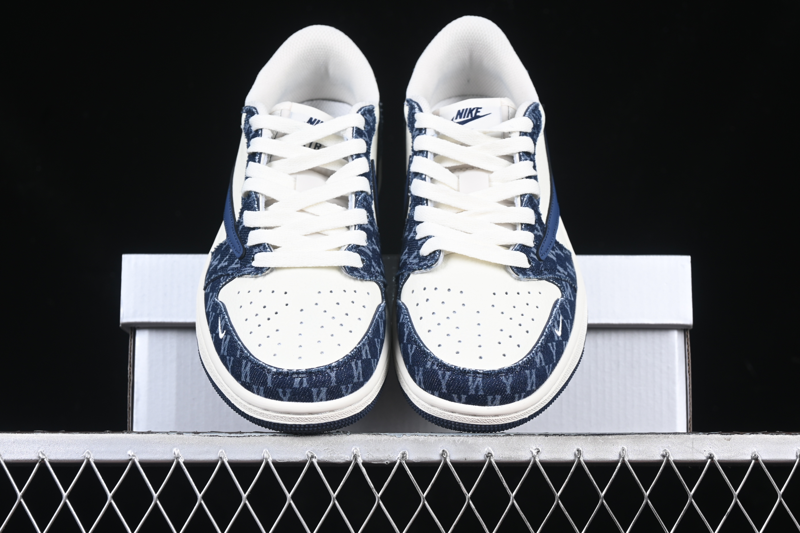 AJ1 white and blue denim low-top cultural casual sneakers DM7866-051 36-45