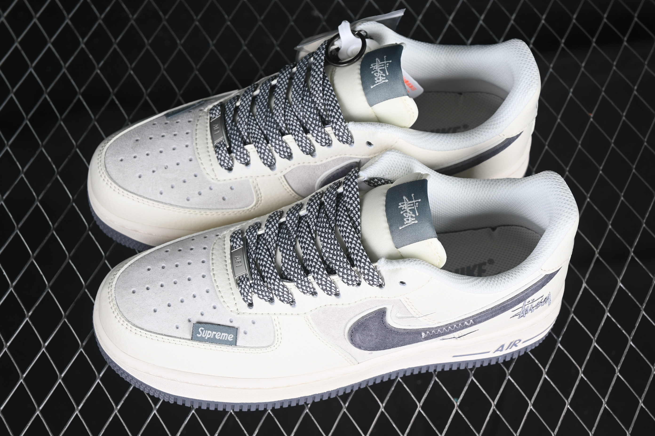 Nk Air Force 1'07 Low Stussy Collaboration Beige embroidered Hook DM6688-003 36-45