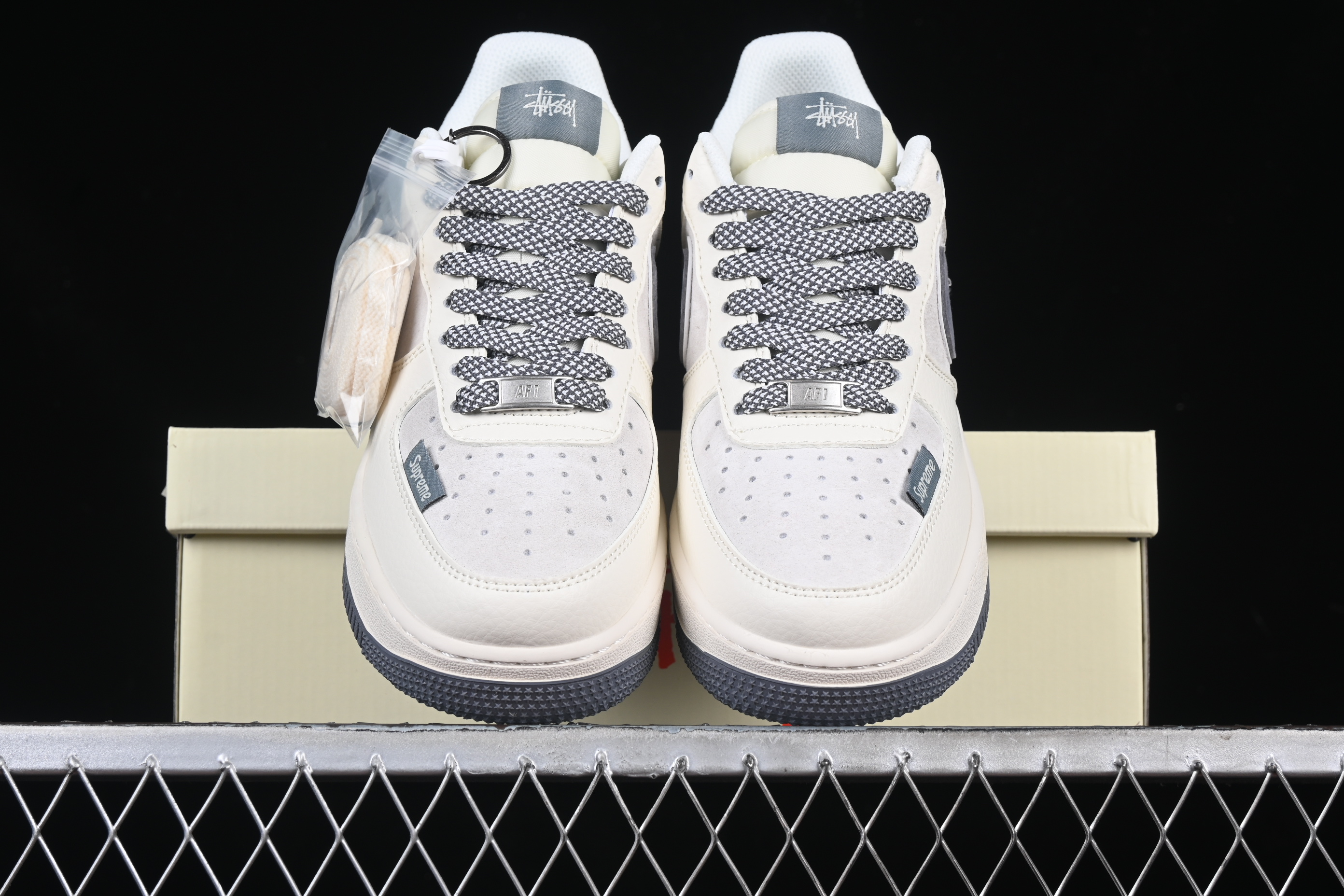 Nk Air Force 1'07 Low Stussy Collaboration Beige embroidered Hook DM6688-003 36-45