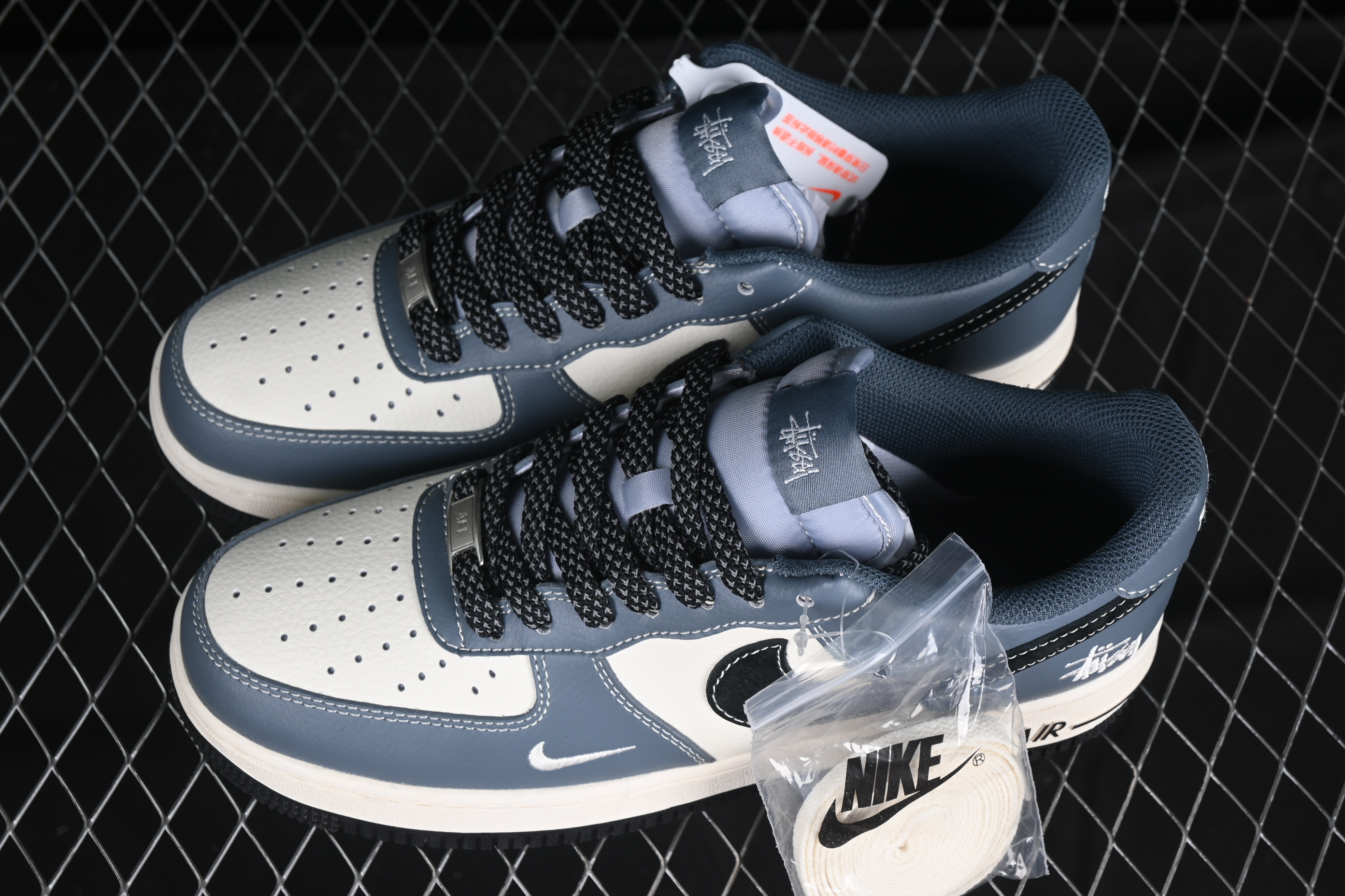 Nk Air Force 1'07 Low Stussy Collaboration Bright Blue Black Hook XZ3328-198 36-45