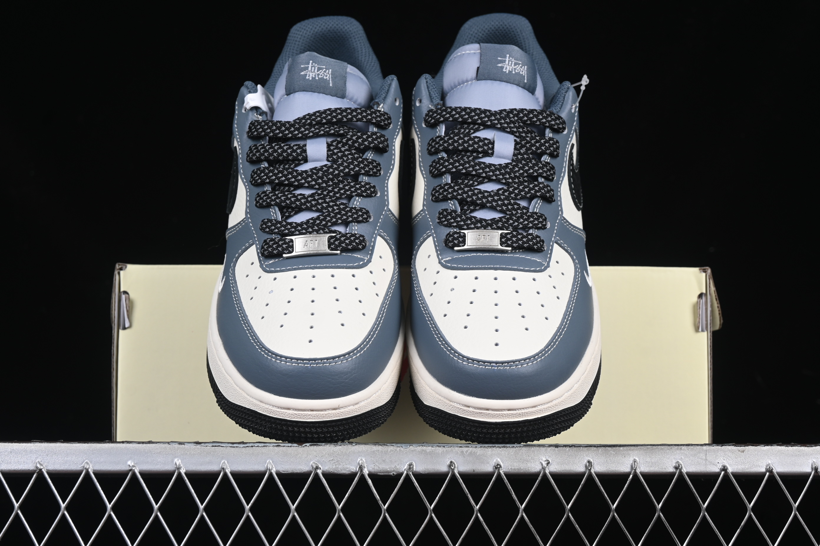 Nk Air Force 1'07 Low Stussy Collaboration Bright Blue Black Hook XZ3328-198 36-45