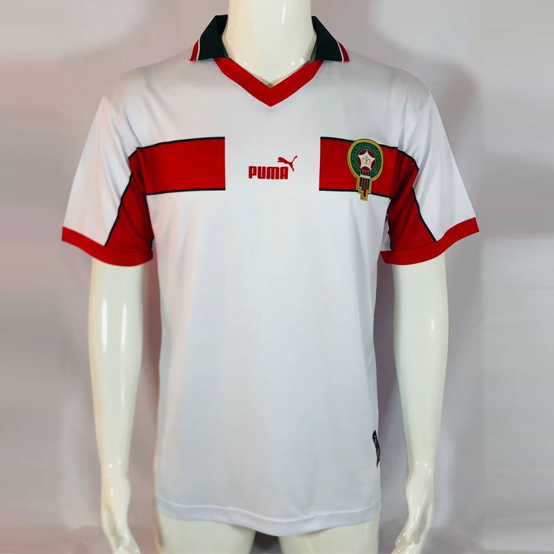 1998 Morocco Away white Retro Jersey