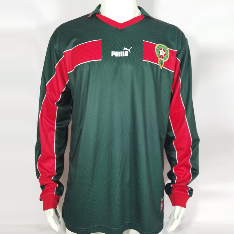1998 Morocco Away Retro green Long sleeves Jersey