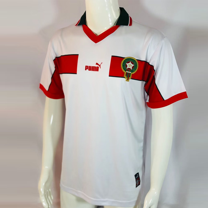 1998 Morocco Away white Retro Jersey