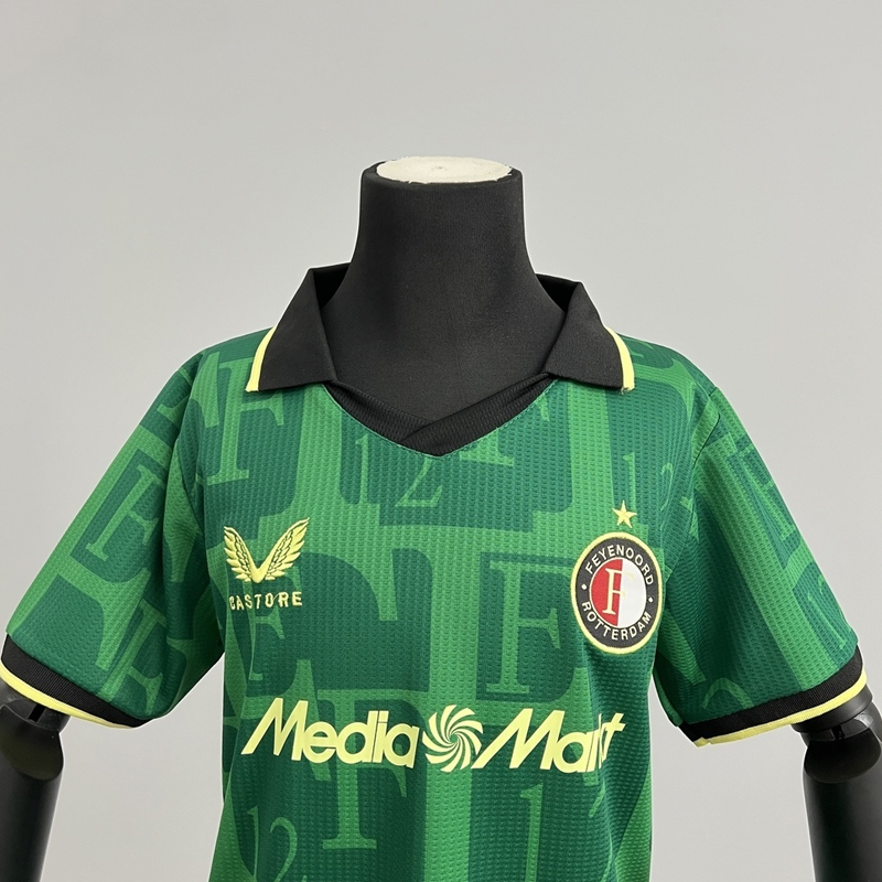 2025-2026 Feyenoord Rotterdam Third Green Jersey Kids
