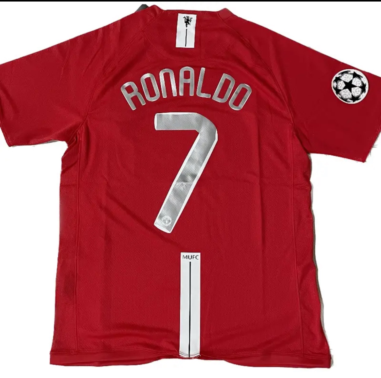 Cristian Ronaldo Vintage Manchester United 2006/07 Home Soccer Jersey Gold Lettering Ballstar Soccer Ball