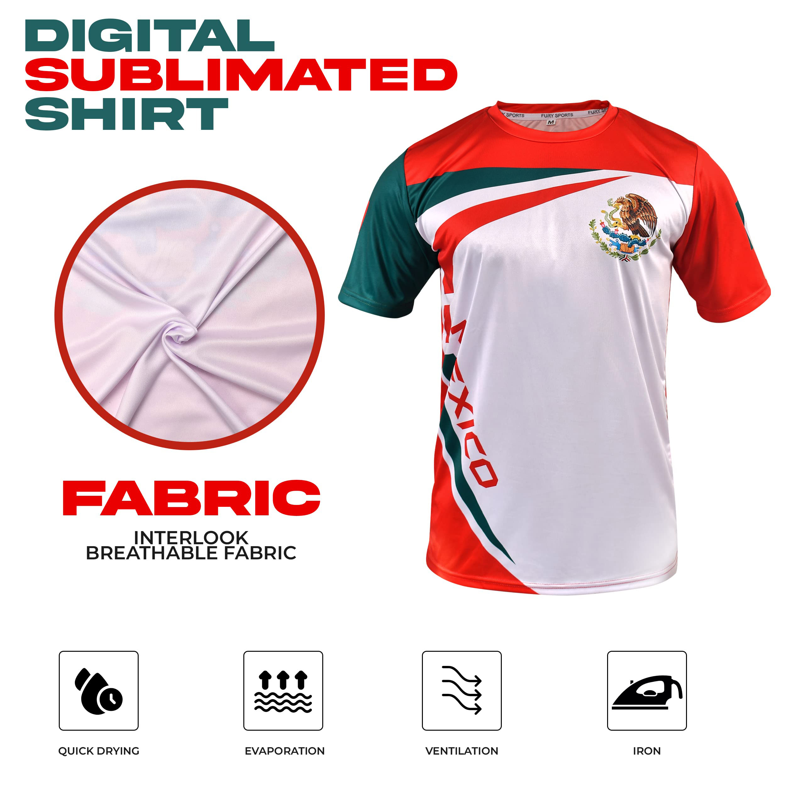 Fury Mexico Soccer Jersey Mexico Shirt Camiseta de Futbol Mexicana Shirt Mexico Jersey Unisex_Mujer_Hombre_Men