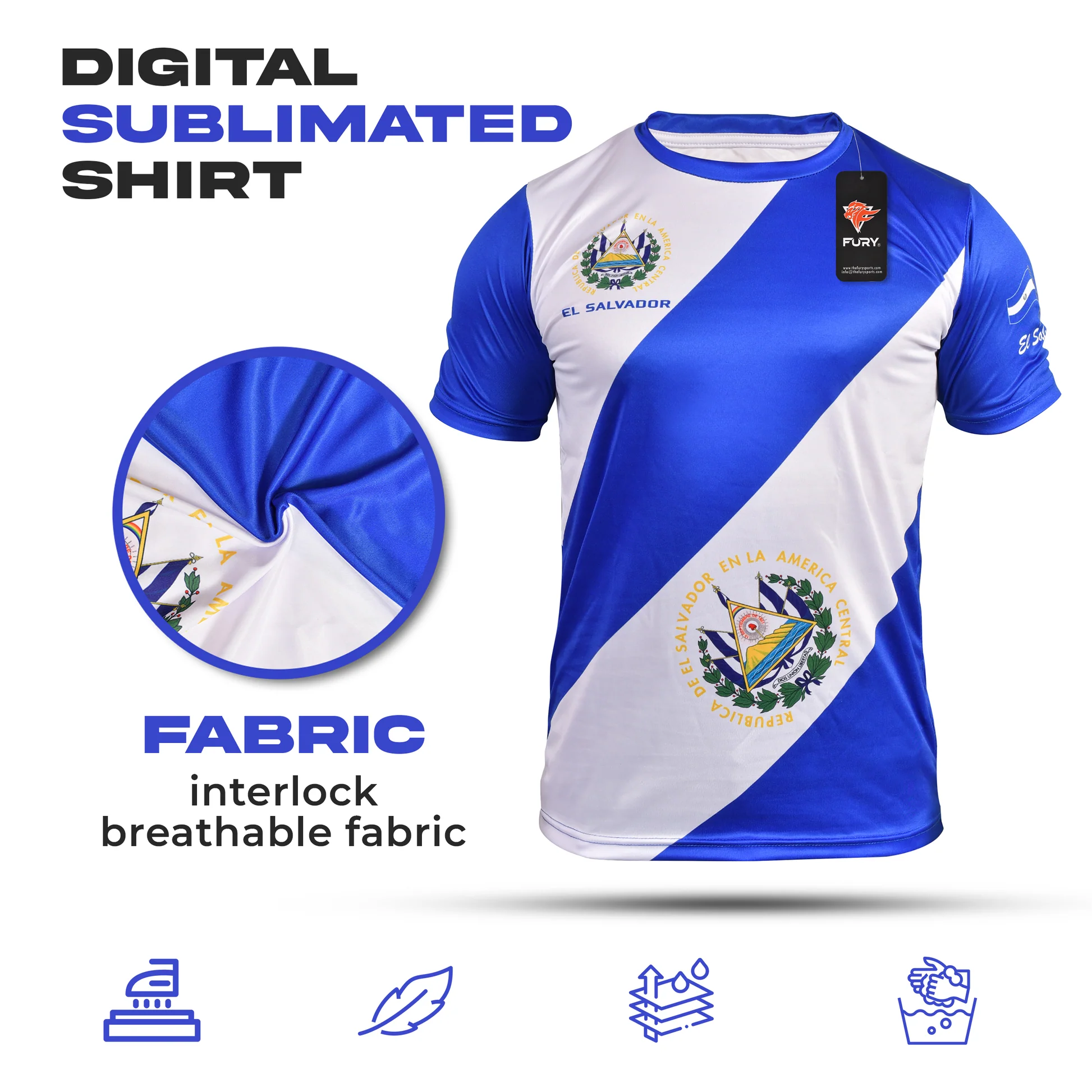 Fury El Salvador Football Shirt- El Salvador Soccer jersey Camiseta de futbol de El Salvador Jersey Hombres_Men_Women_Unisex