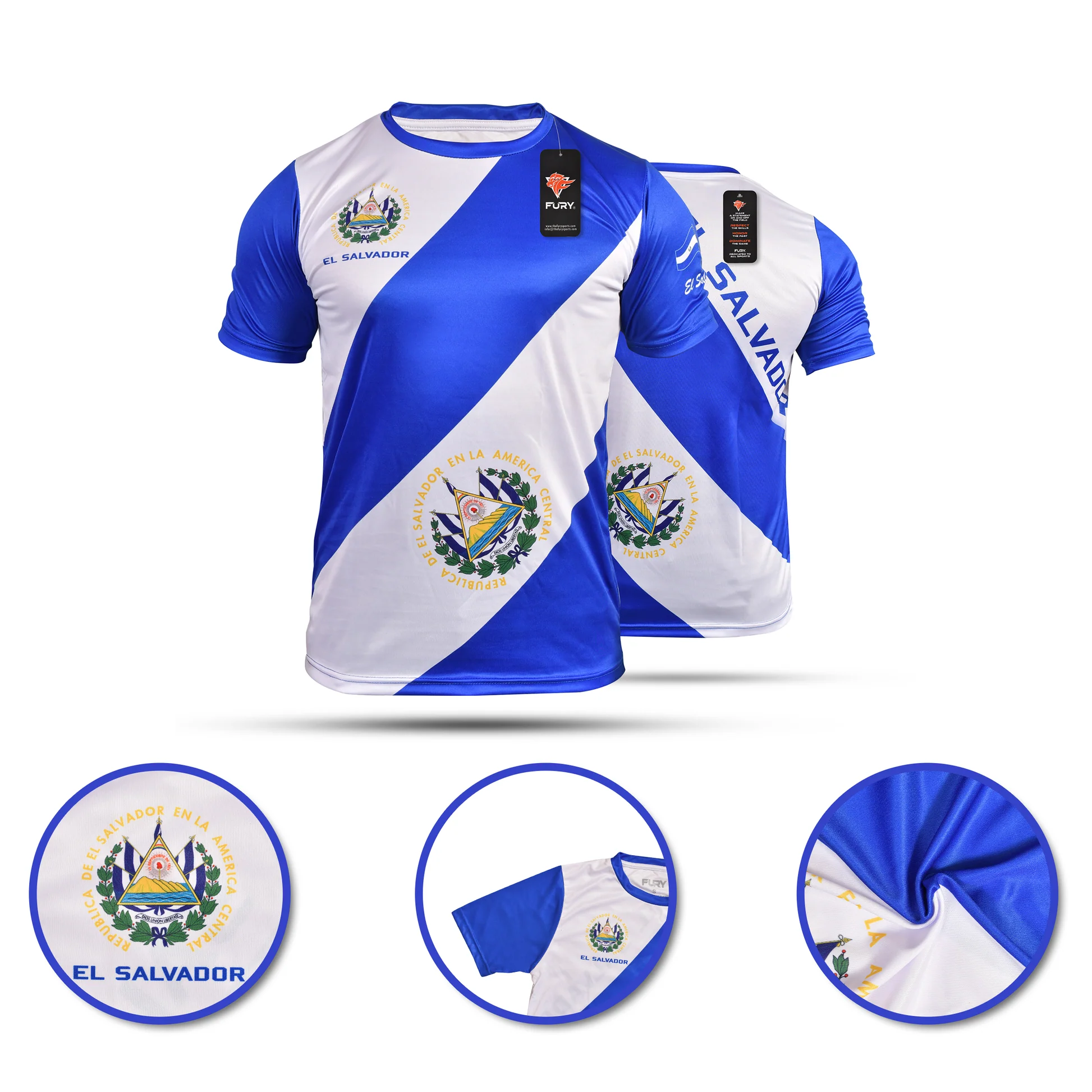 Fury El Salvador Football Shirt- El Salvador Soccer jersey Camiseta de futbol de El Salvador Jersey Hombres_Men_Women_Unisex