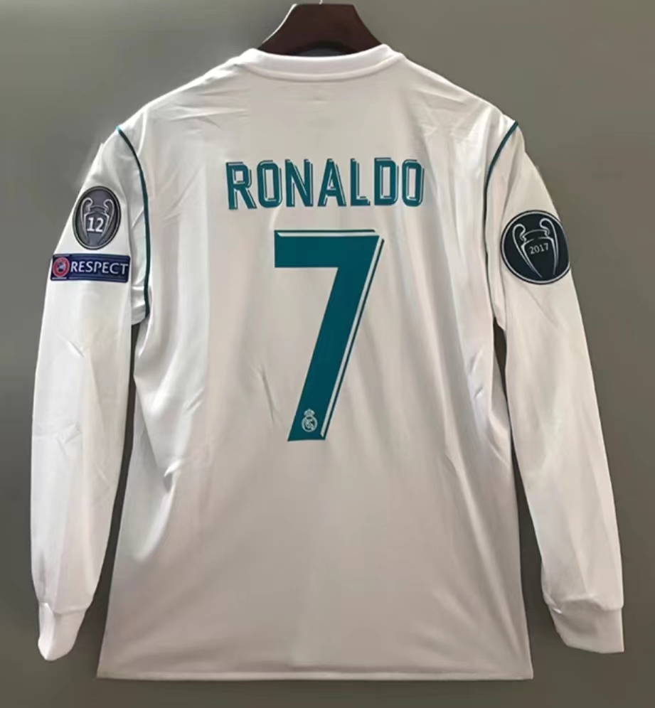 17-18 Real M Home Retro Soccer Foodball Jersey custom T-shirt