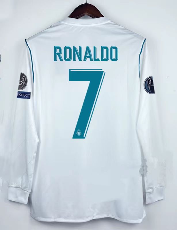 17-18 Real M Home Retro Soccer Foodball Jersey custom T-shirt