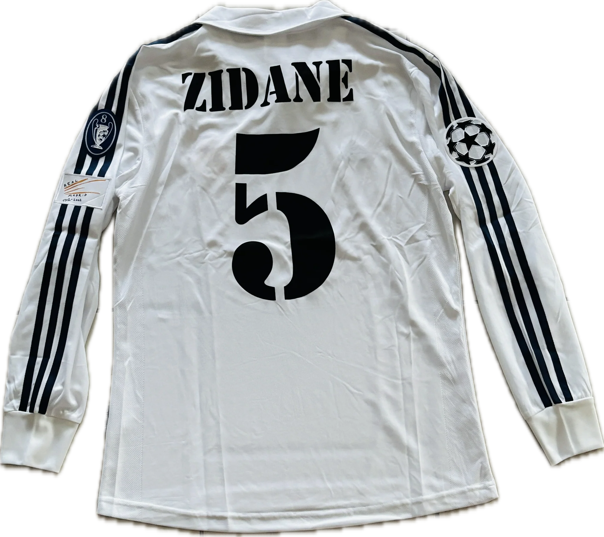 Zidane # 5 Real Madrid 2002-2003 Adidas Retro Classic UCL Final Long Sleeve Jersey