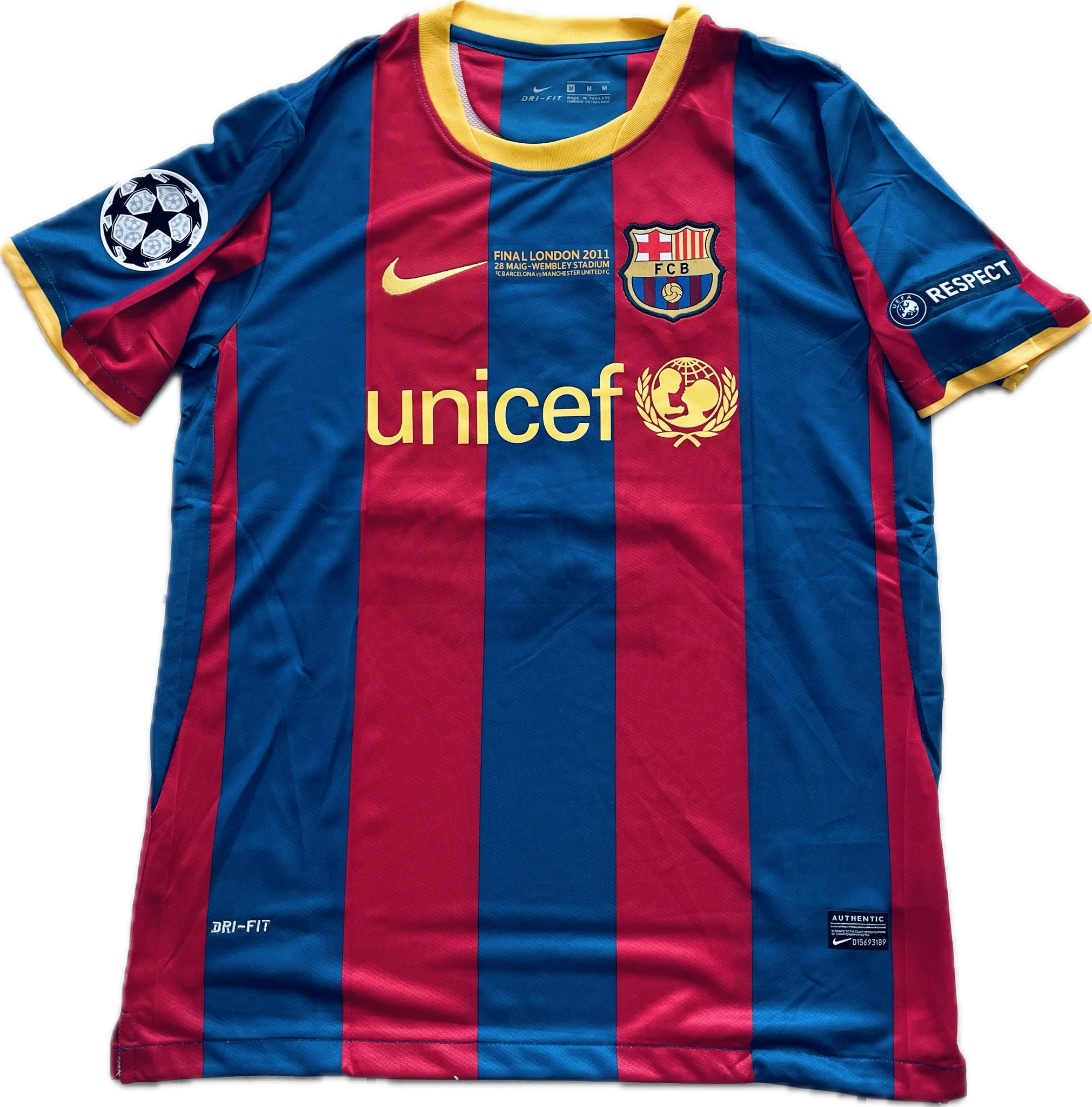 Messi 10 FC Barcelona 2011 Final London Champions League Football Soccer Jersey