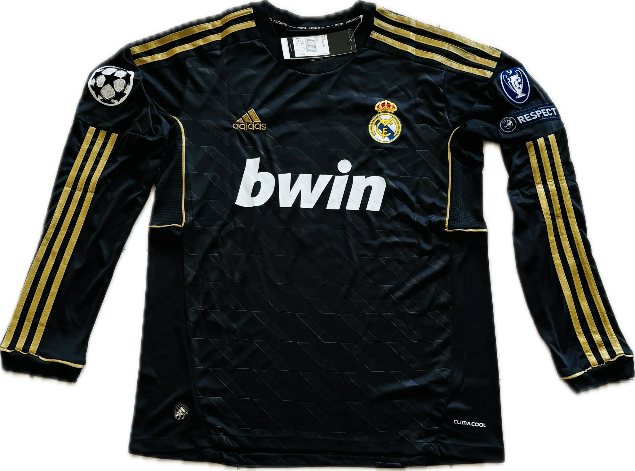 Cristiano Ronaldo 2011-12 Real Madrid Adidas Away Black long sleeve UCL champions league jersey