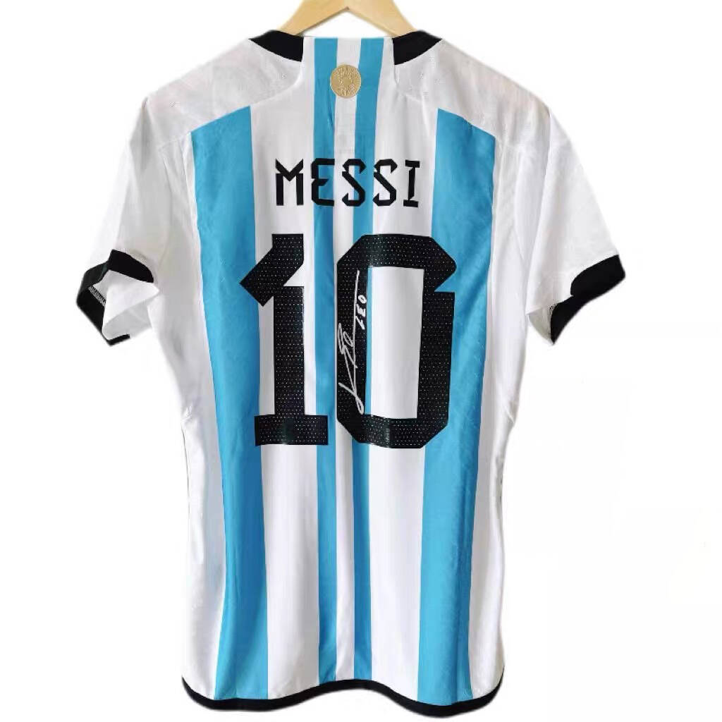 2023 Argentina national team Messi No. 10 home signature jersey Three stars football uniform fan edition Player edition signature