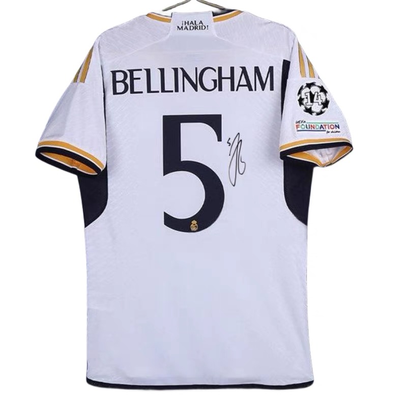 23-24 season Real Madrid home shirt No. 5 Bellingham signed the summer short-sleeved football shirt