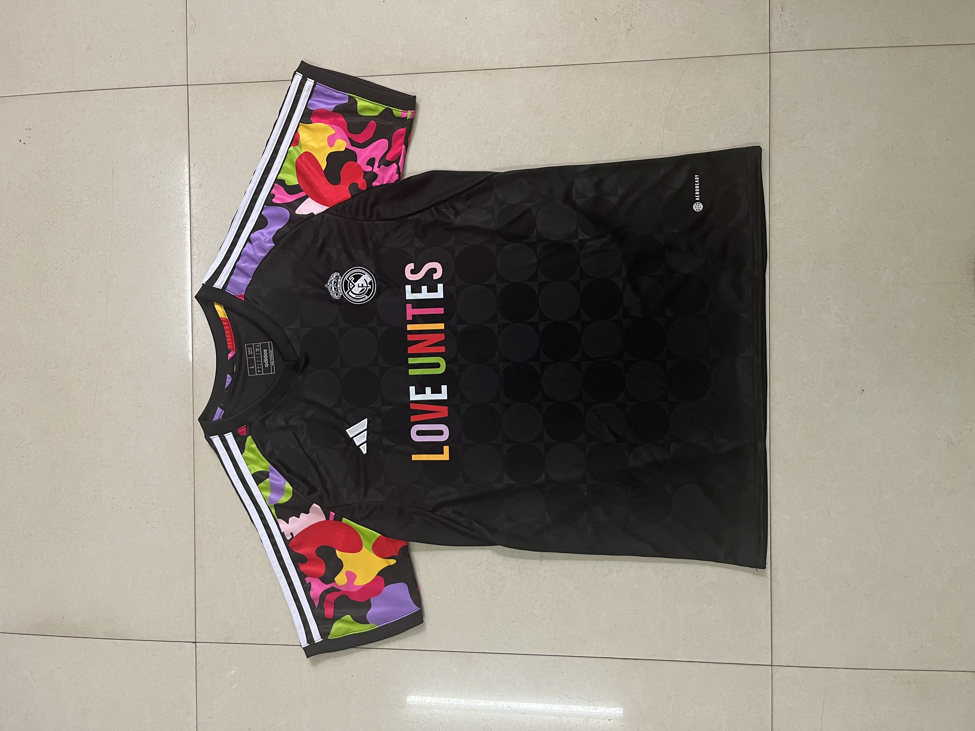 The Real Madrid co-branded version of the Love Unites jersey