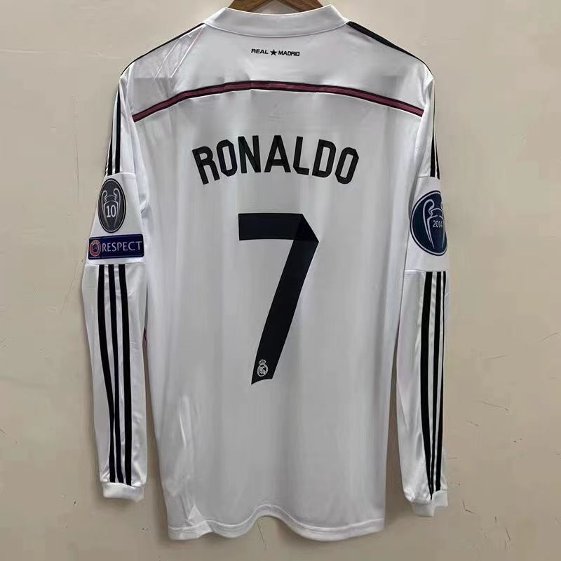 14-15 season Real Madrid jersey home No. 7 C Ronaldo fan version retro football clothing long sleeve short sleeve No. 4 Ramos
