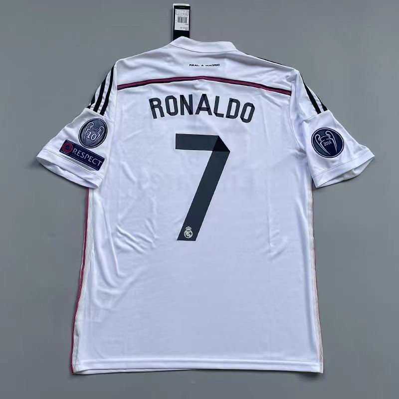 14-15 season Real Madrid jersey home No. 7 C Ronaldo fan version retro football clothing long sleeve short sleeve No. 4 Ramos