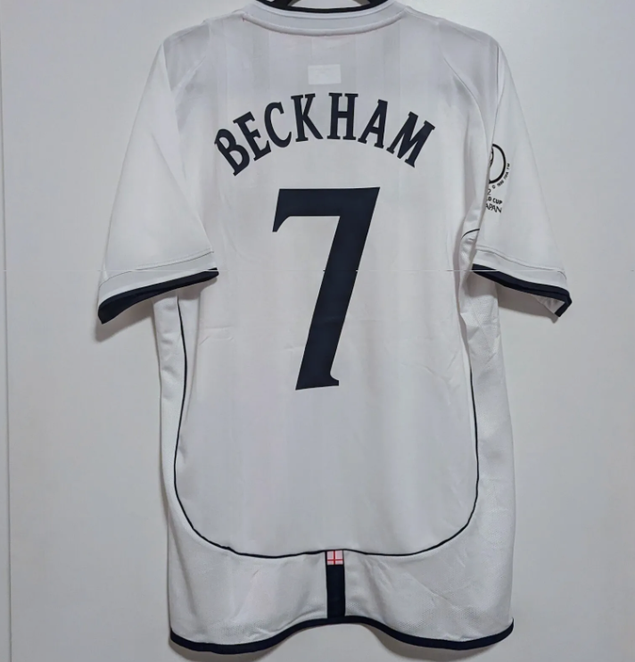 David Beckham England 2002 World Cup Retro Jersey Home White Men