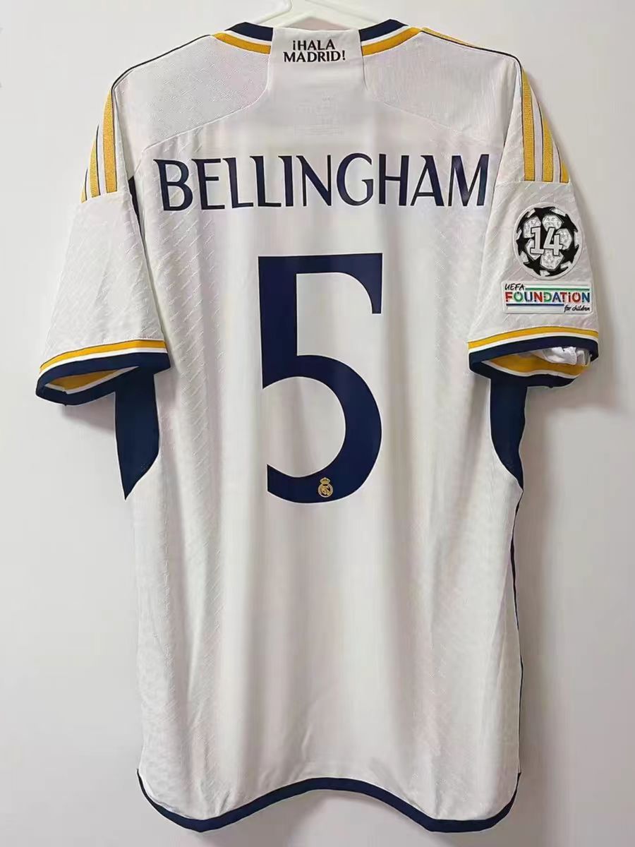 2024-2025 Real Madrid Home Number 5Bellingham Short Sleeve Soccer BreathableJersey