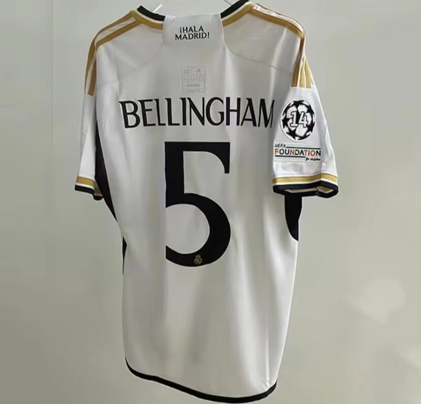 2024-2025 Real Madrid Home Number 5 Bellingham Short Sleeve Soccer Breathable Jersey