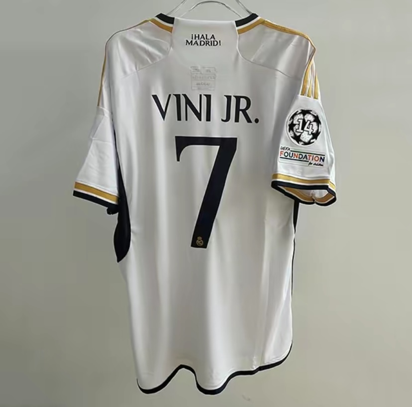 2024-2025 Real Madrid Home Number 7Vinicius Short Sleeve Soccer BreathableJersey