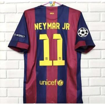 14-15 Barcelona Home ChampionsLeague Final 10 Messi 11 NeymarRetro Plaver Edition Football Jersey