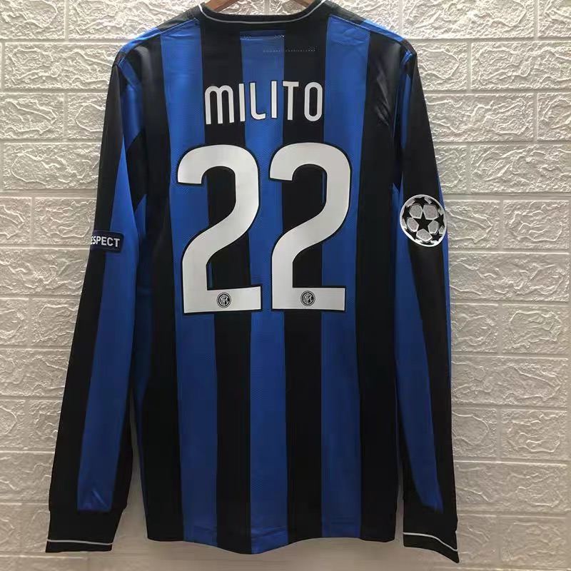 0910 Champions League final Inter home retro shirt Milito Sneijder short sleeve football suit customized