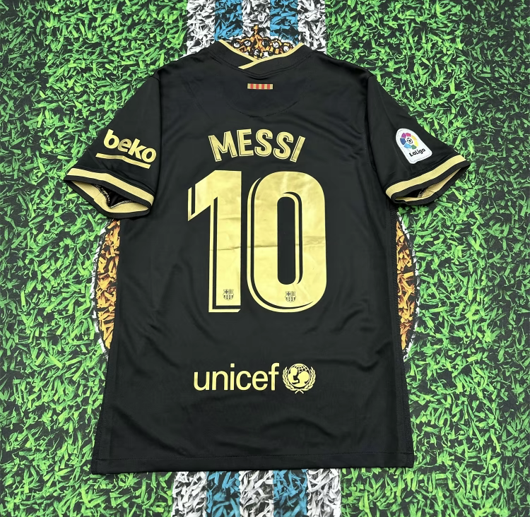 Nike 2021 Barcelona Away Black andGold Fan Edition Jersey #10 LionelMessi Soccer Jersey
