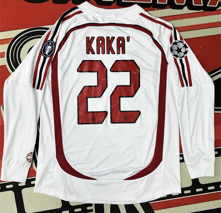 AC Soccer Jersey Home kit Kaka #22 White Red Long Sleeves Football jersey