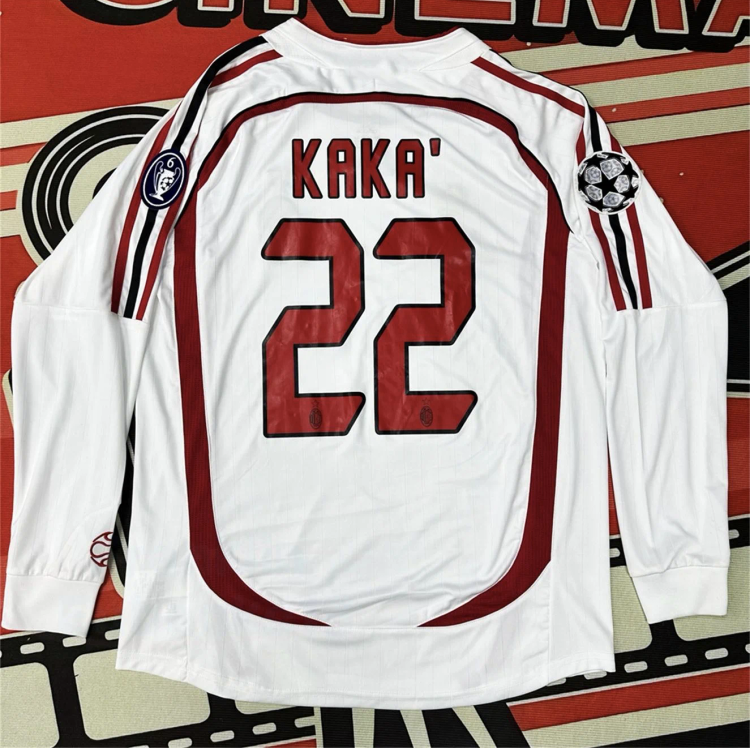AC Soccer Jersey Home kit Kaka #22 White Red Long Sleeves Football jersey