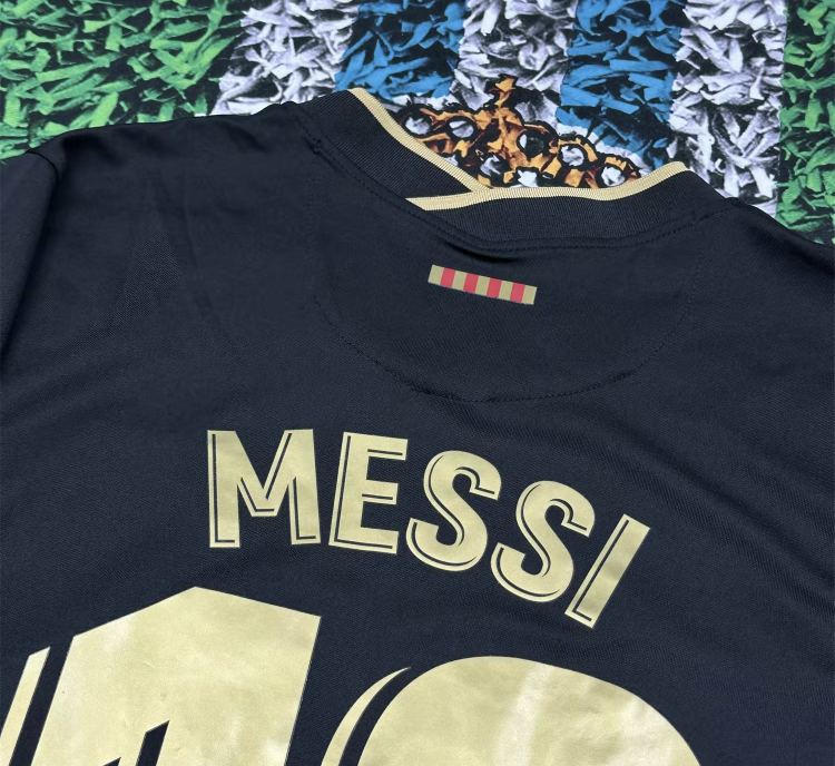 Nike 2021 Barcelona Away Black andGold Fan Edition Jersey #10 LionelMessi Soccer Jersey