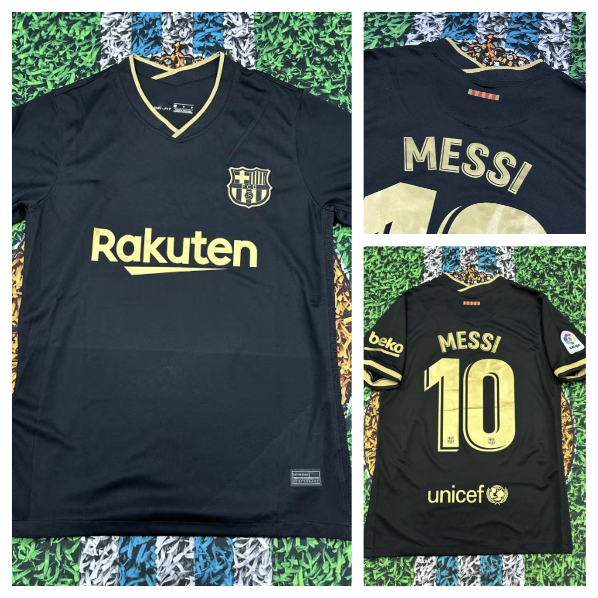 Nike 2021 Barcelona Away Black andGold Fan Edition Jersey #10 LionelMessi Soccer Jersey