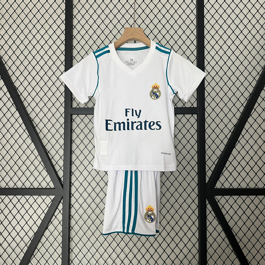 17-18 Real Madrid Home kids set Cristiano Ronaldo jersey Retro summer jersey Sports football training jersey 16#-28#