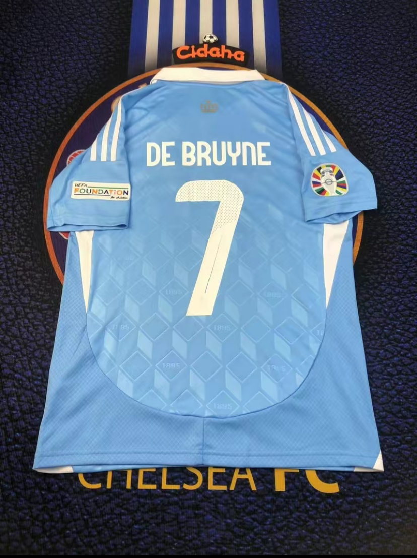 Season 2024 Belgium Away 7 Blue Short Sleeve Breathable Soccer Jersey