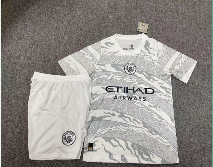 2425 Manchester City Dragon home and away short-sleeved half-pull training uniform player jersey set