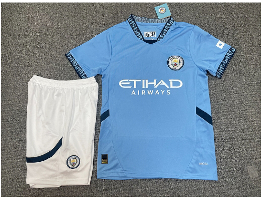 2425 Manchester City home short-sleeved half-pull training kit player kit