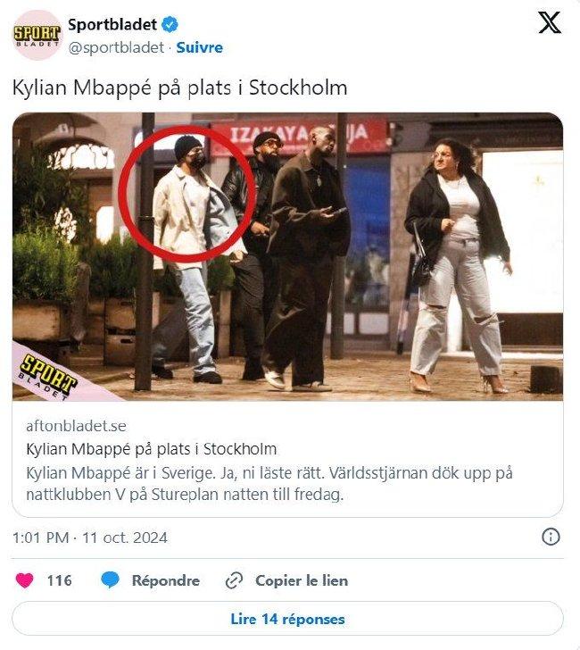 Mbappe was spotted at a Swedish nightclub while on injury leave[weirushui]