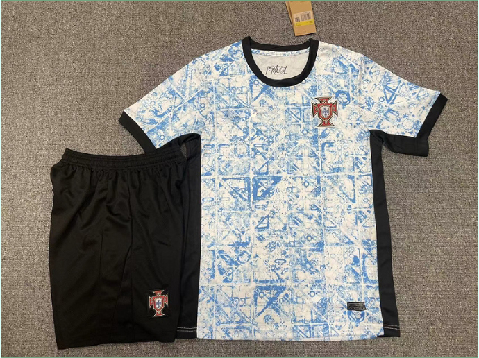 2425 Portugal away short-sleeved half-pull training kit player kit set