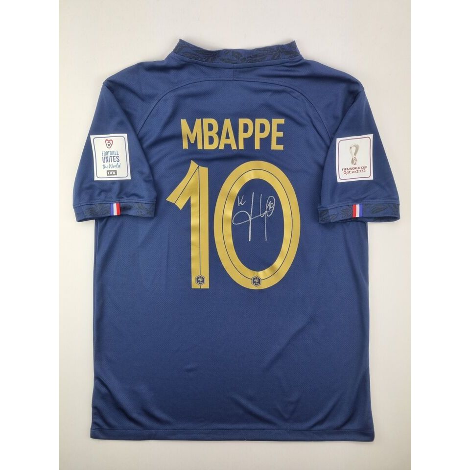 Kylian mbappe FFF Camiseta De La Federación Francesa De Fútbol Firmada A Mano Con coa