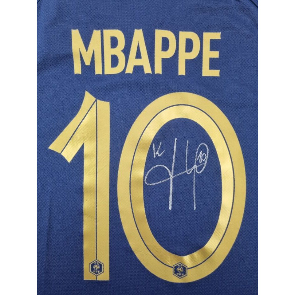 Kylian mbappe FFF Camiseta De La Federación Francesa De Fútbol Firmada A Mano Con coa