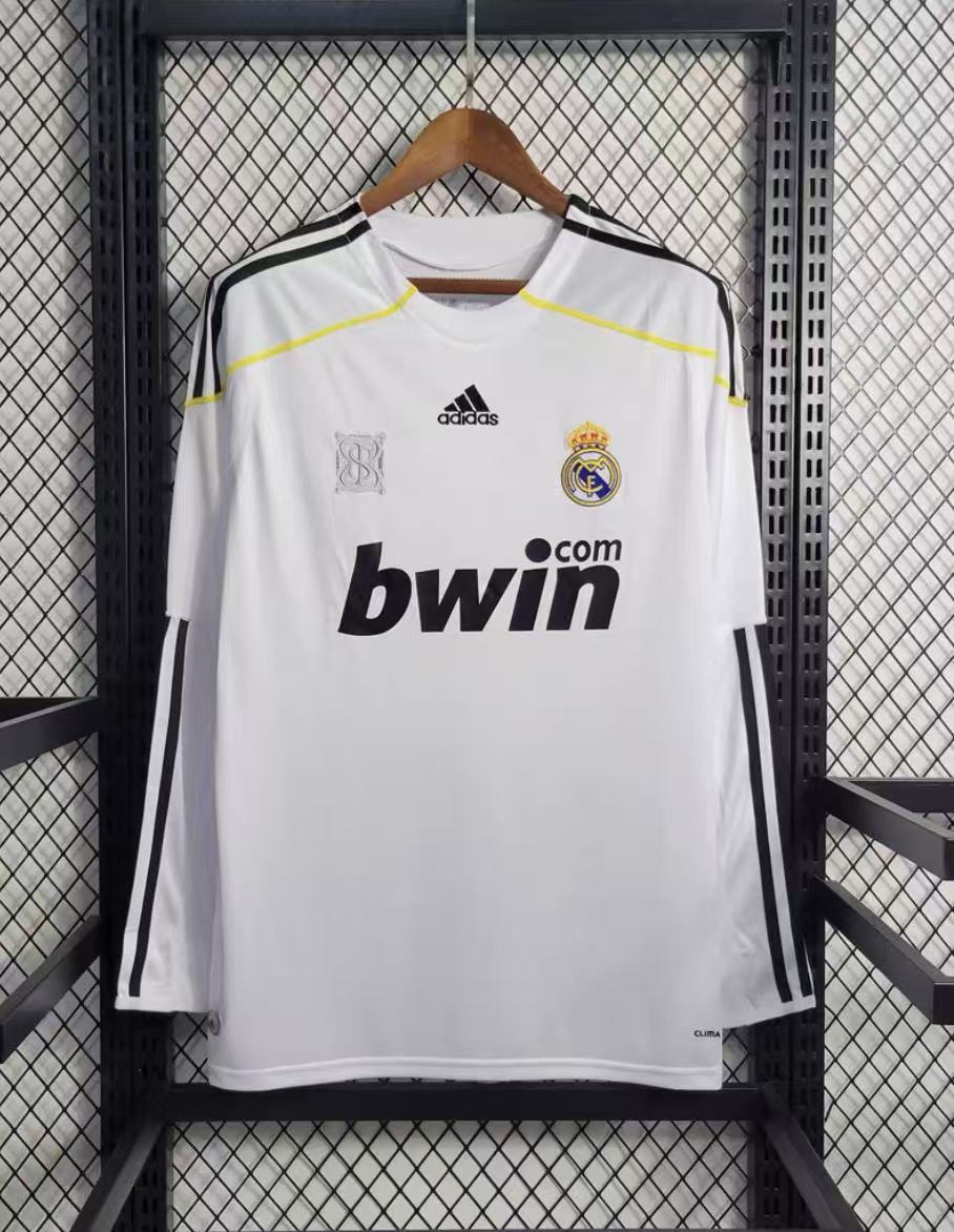 0910 Real Madrid home Champions League edition retro jersey No. 9 Ronaldo long and short sleeve football shirt 8 Kaka No. 7 Raul custom number