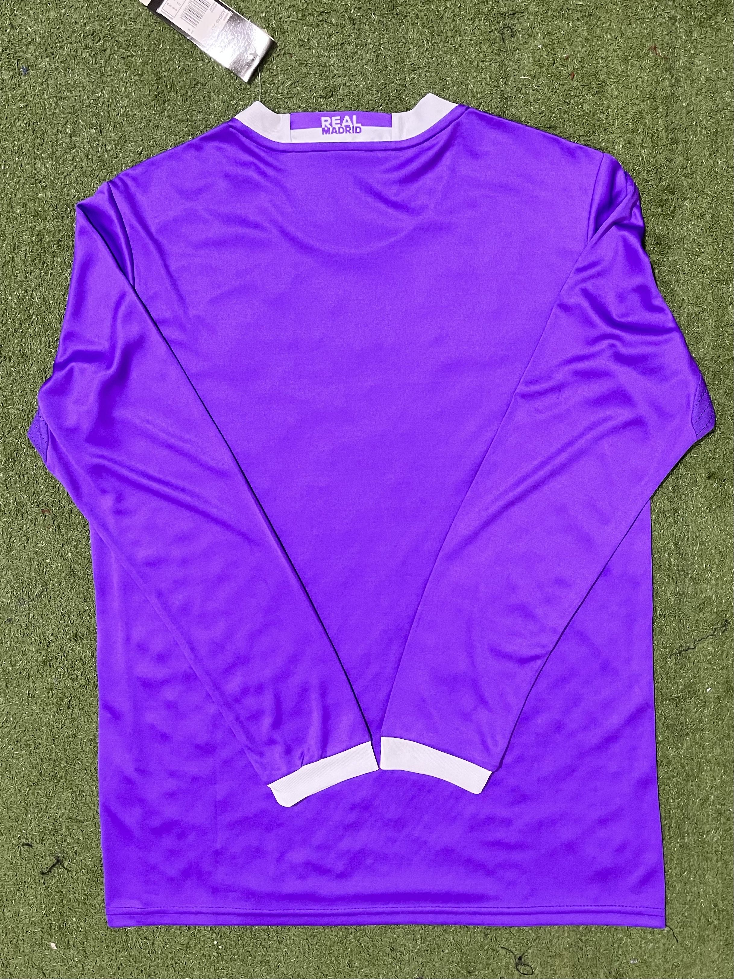 Real Madrid throwback jersey 1617 away long-sleeved football suit short sleeved purple No. 7 C Ronaldo Champions League edition