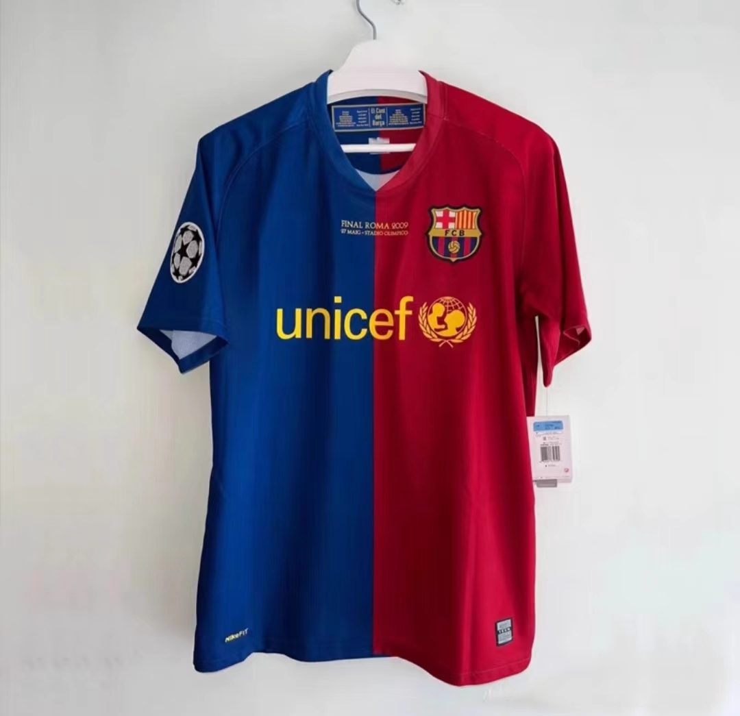 0809 Champions League version Barcelona home shirt long sleeve retro Barcelona 10 Messi football shirt short sleeve