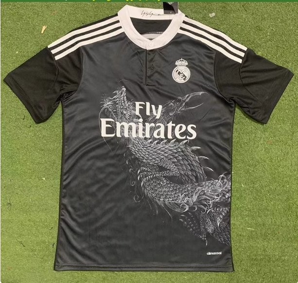1415 Real Madrid Black Dragon jersey No. 7 Cristiano Ronaldo Champions League version short-sleeved football shirt away throwback jersey