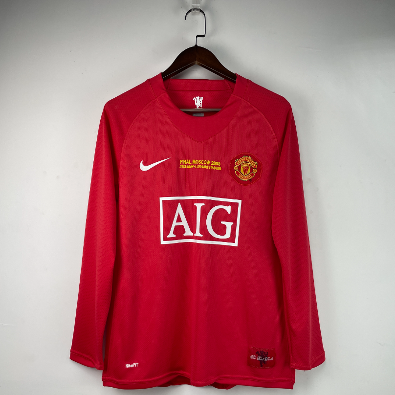 Red Devils 0708 force Manchester United retro shirt long sleeve home 7 C Ronaldo short sleeve football shirt 10 Rooney Champions League version custom number name