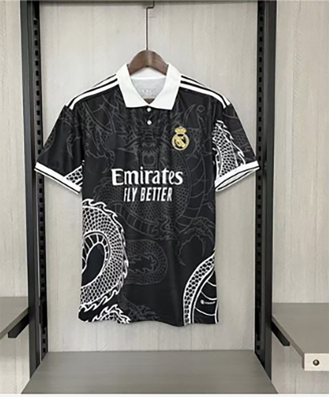 23 24 New Real Madrid Special Edition Black and White Dragon short-sleeved shirt