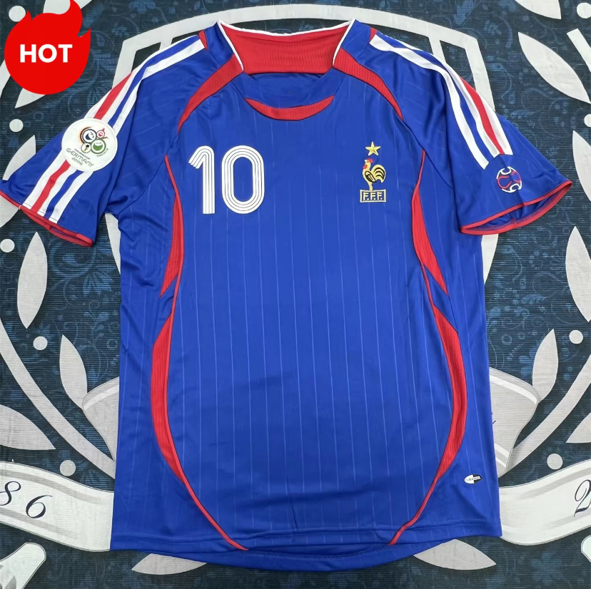 2006 France Team Germany World CupHome Retro Blue Fan Edition Jersey #10