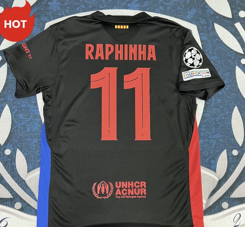 2425 Black Away Raphinha 11 Short Sleeve Soccer Jersey